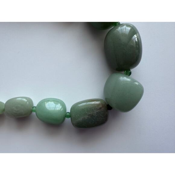 Green Aventurine Chunky Beaded Natural Stone Necklace Boho‎ Earthy Gemstone 18" - Picture 12 of 13
